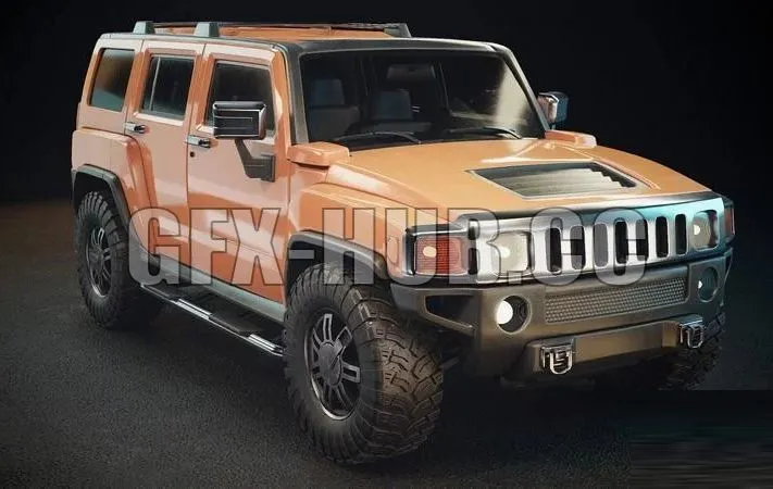 PBR Game 3D Models – Hummer H3 Middle poly Tuning Variation orange