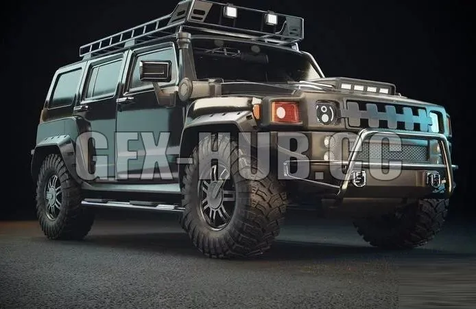 PBR Game 3D Models – Hummer H3 Middle polyTuning Variation black