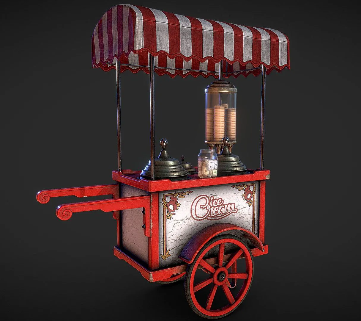 PBR Game 3D Models – Ice Cream Cart