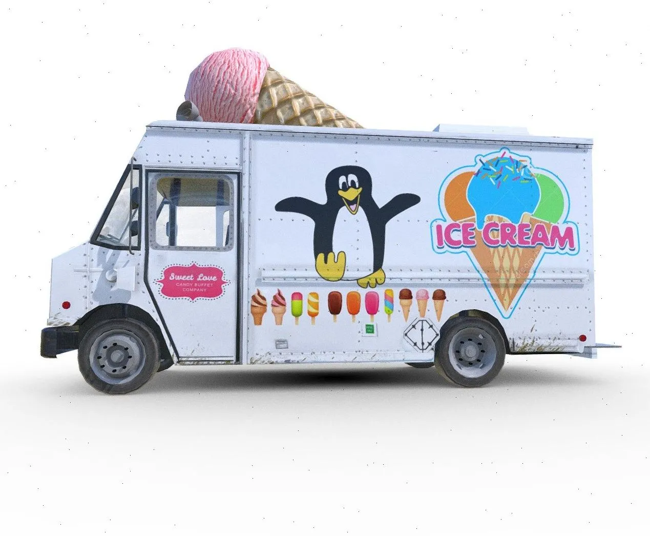 PBR Game 3D Models – Ice Cream Truck