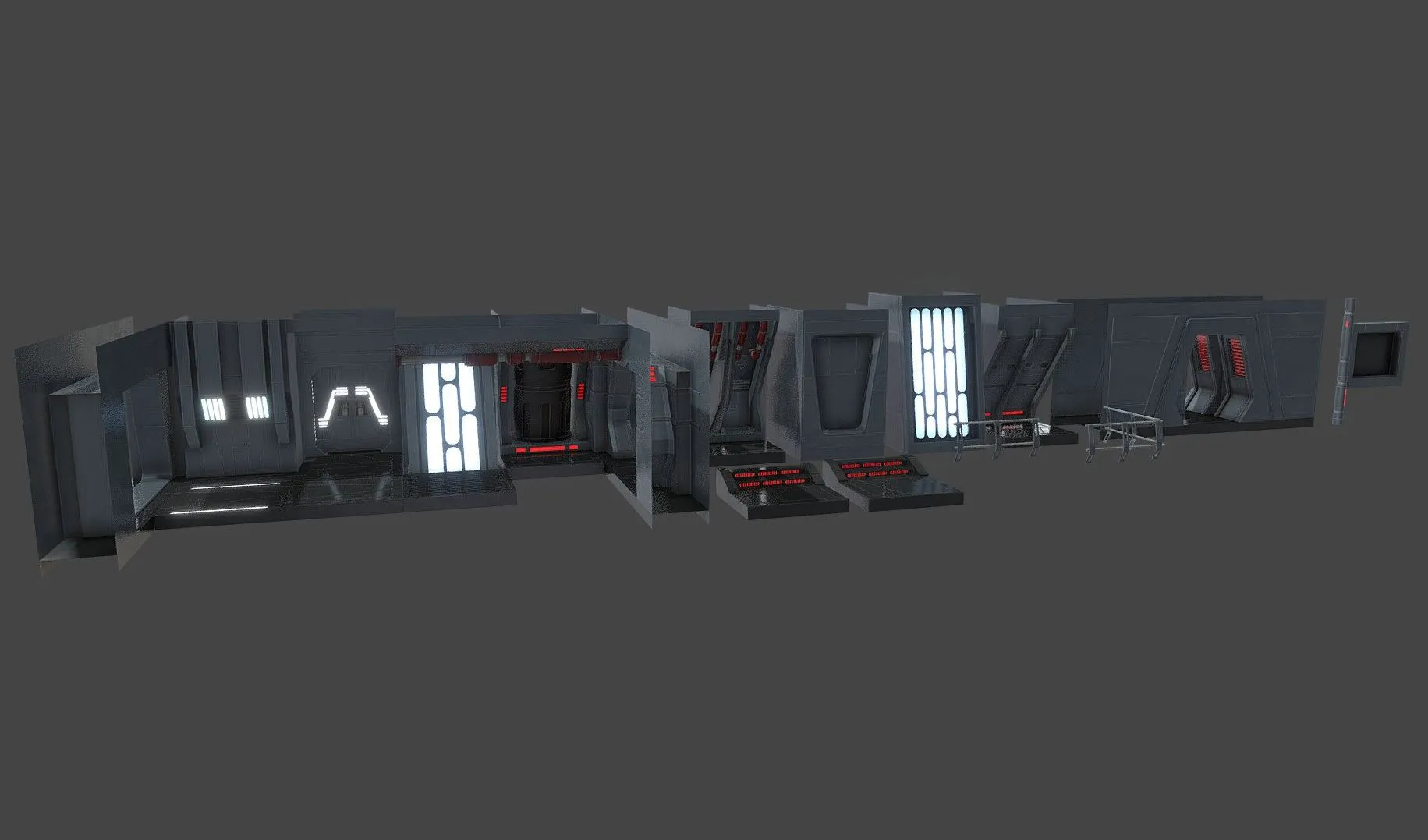 PBR Game 3D Models – Imperial First Order Corridor Asset Pack 1