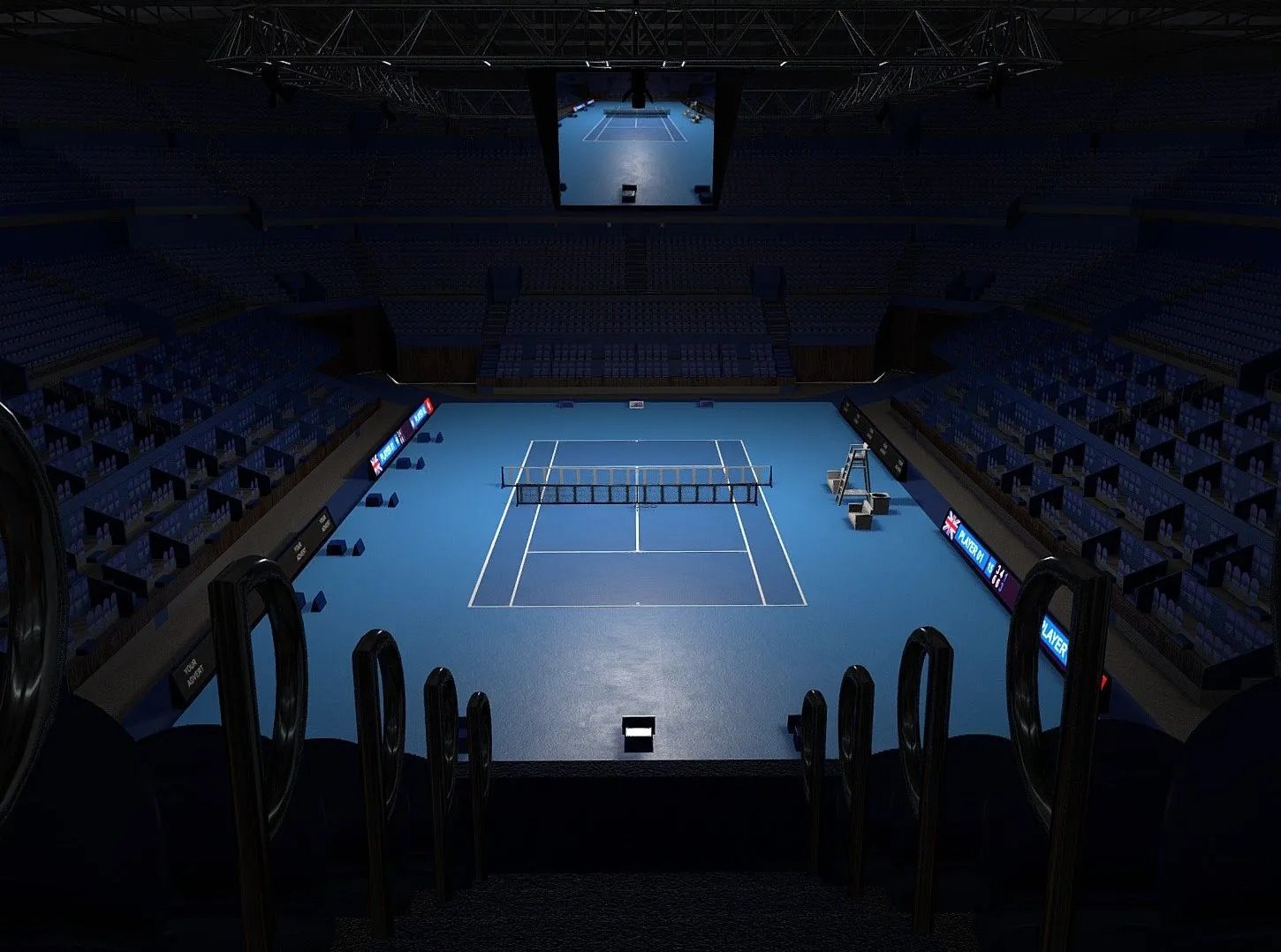 PBR Game 3D Models – Indoor Tennis Stadium