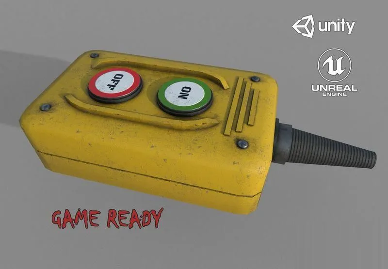 PBR Game 3D Models – Industrial Power On – Off Switch 3