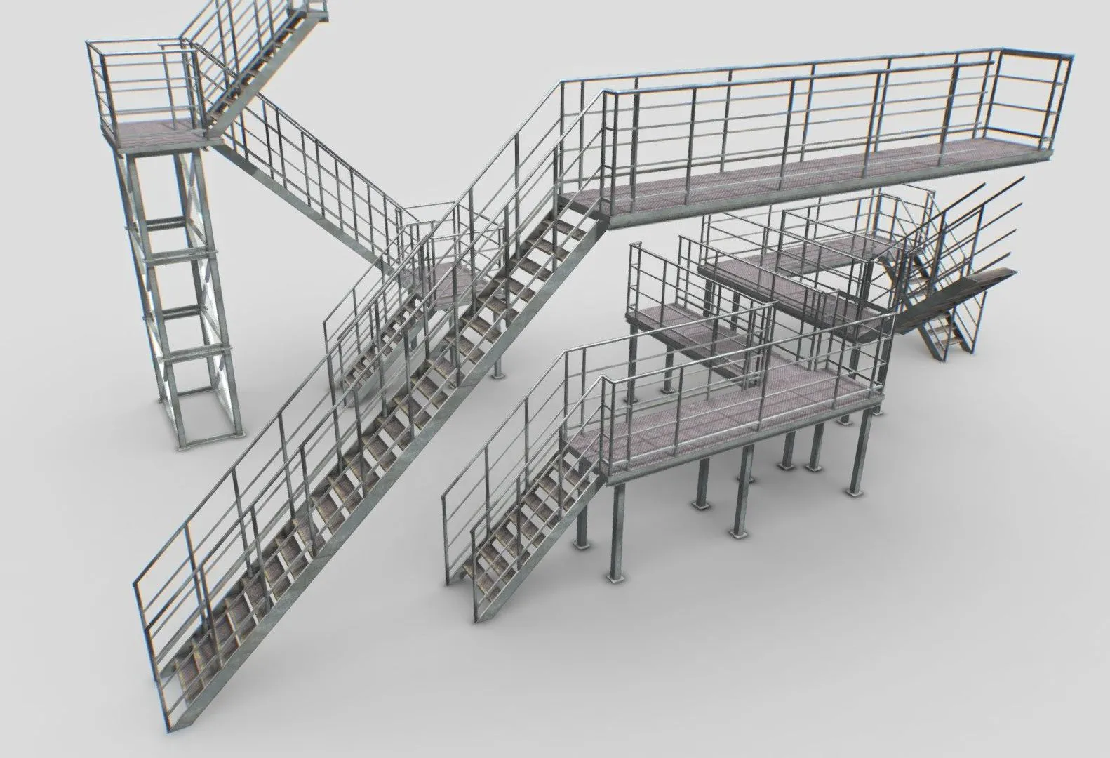 PBR Game 3D Models – Industrial Stairs Modular