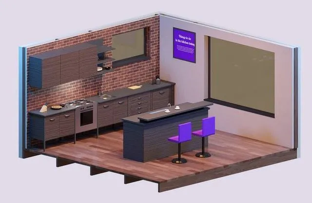 PBR Game 3D Models – Isometric Kitchen 01