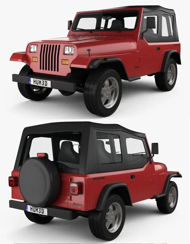 PBR Game 3D Models – Jeep Wrangler YJ 1987