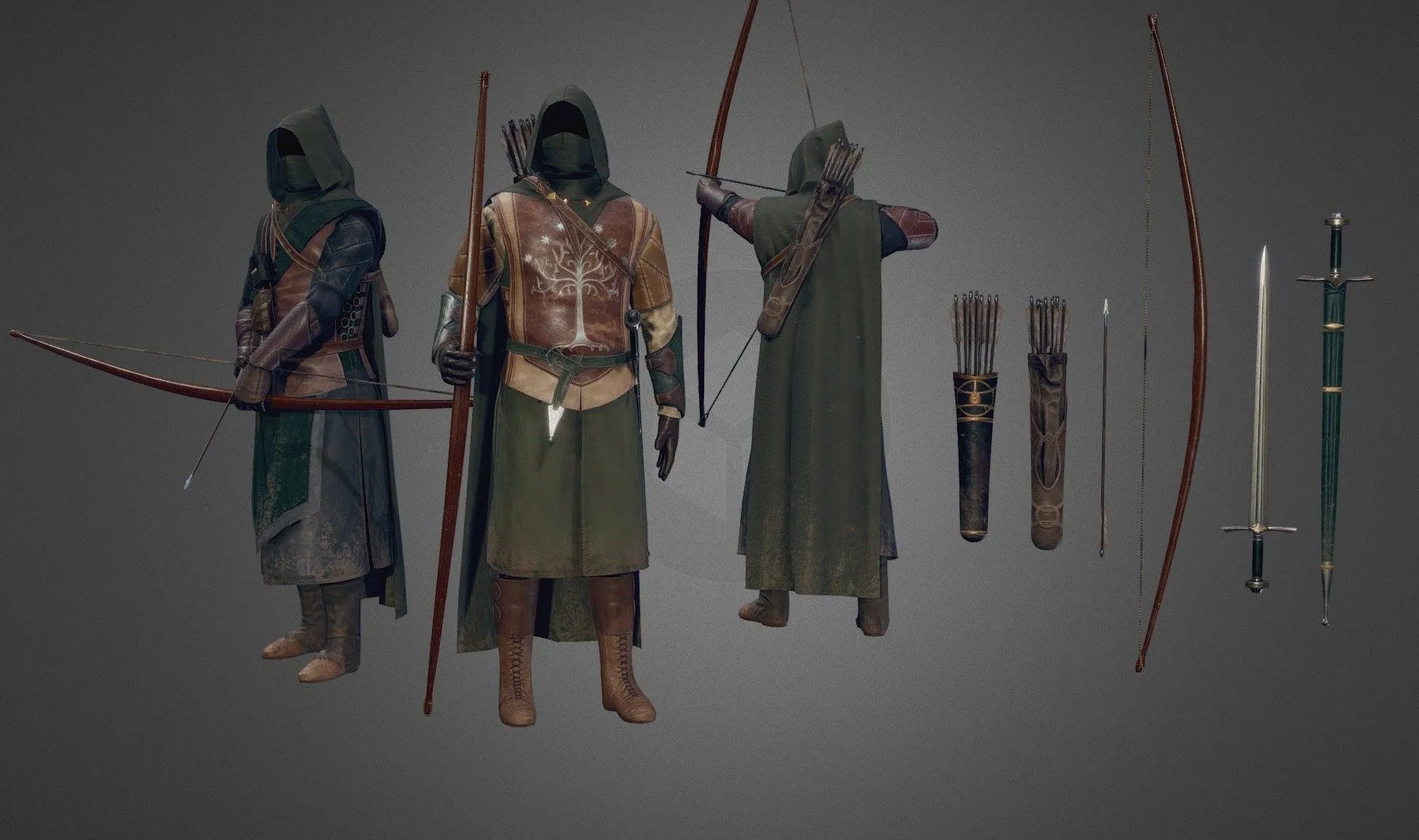 PBR Game 3D Models – Kingdoms Of Arda Ithilien Rangers