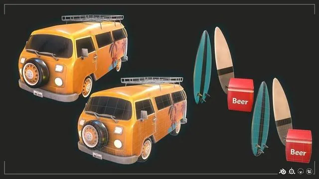 PBR Game 3D Models – Kombi Beach