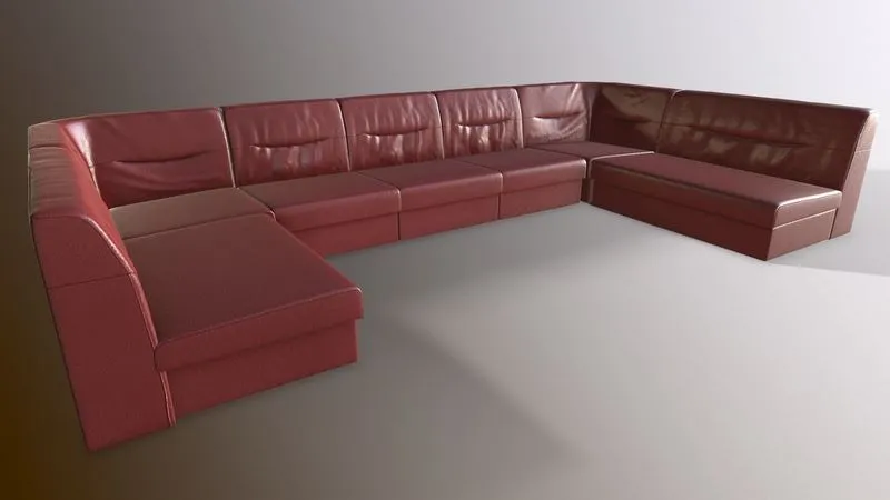 PBR Game 3D Models – Large leather sofa