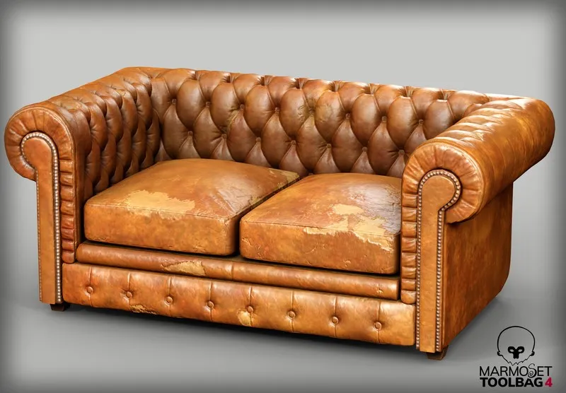 PBR Game 3D Models – Leather Sofa