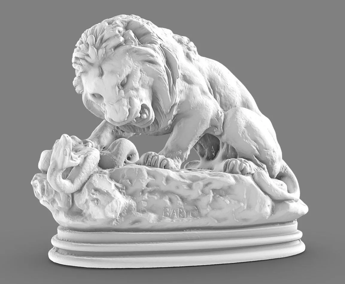 PBR Game 3D Models – Lion Etouffant Un Serpent