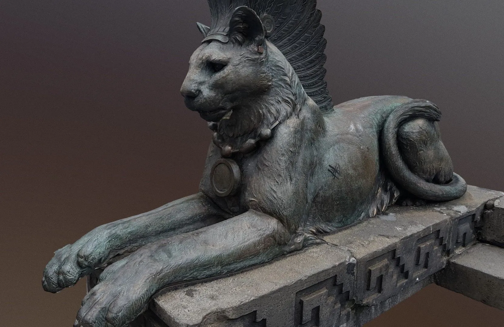 PBR Game 3D Models – Lion On The Monument To Cuauhtemoc Mexico City