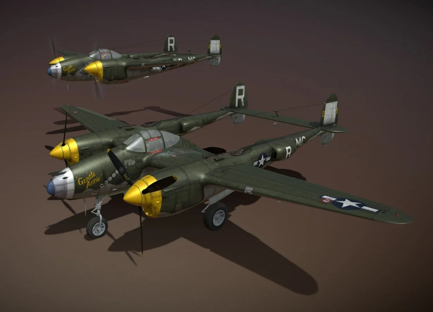 PBR Game 3D Models – Lockheed P 38 Lightning Gentle Annie