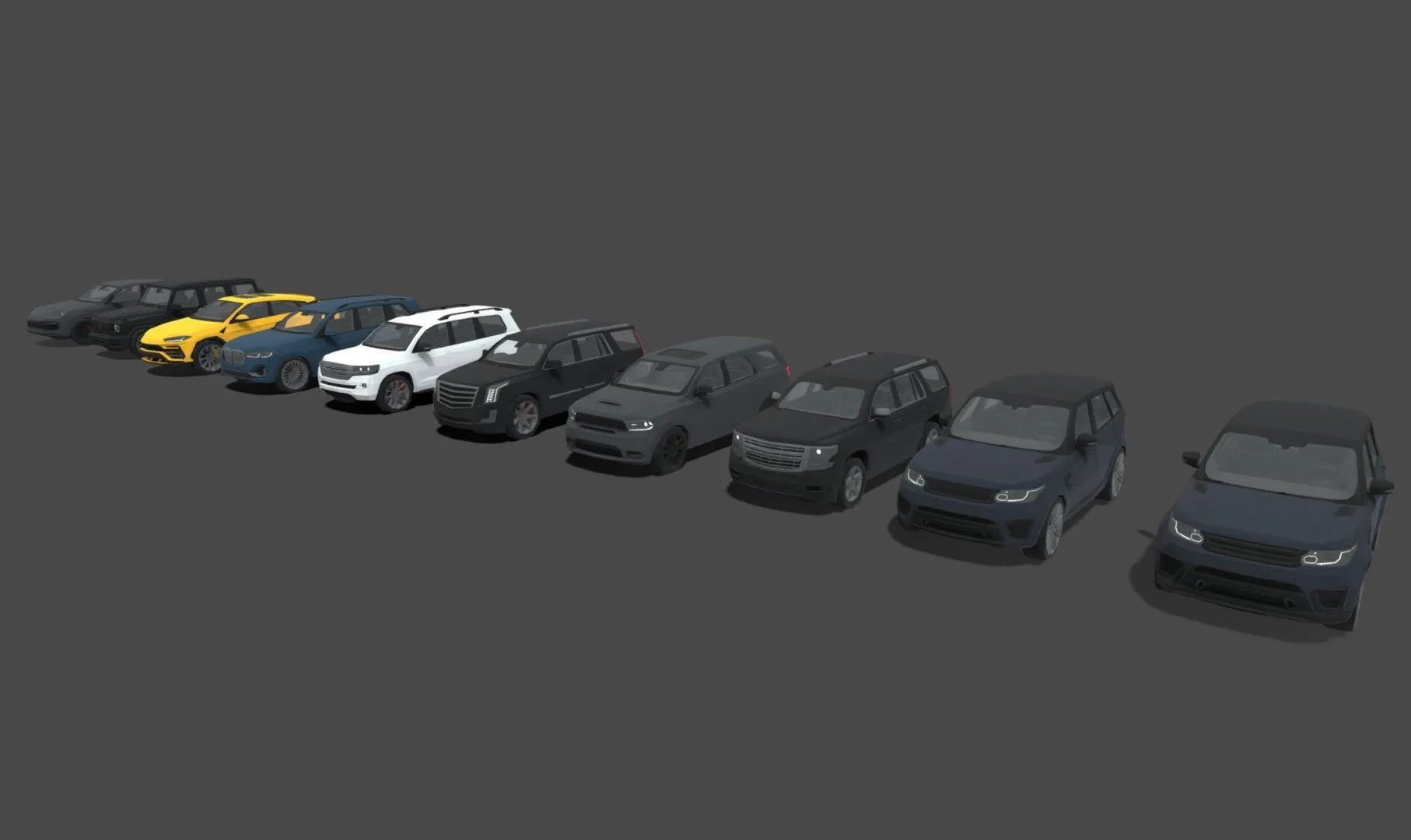 PBR Game 3D Models – Low Poly 9 Suv Pack