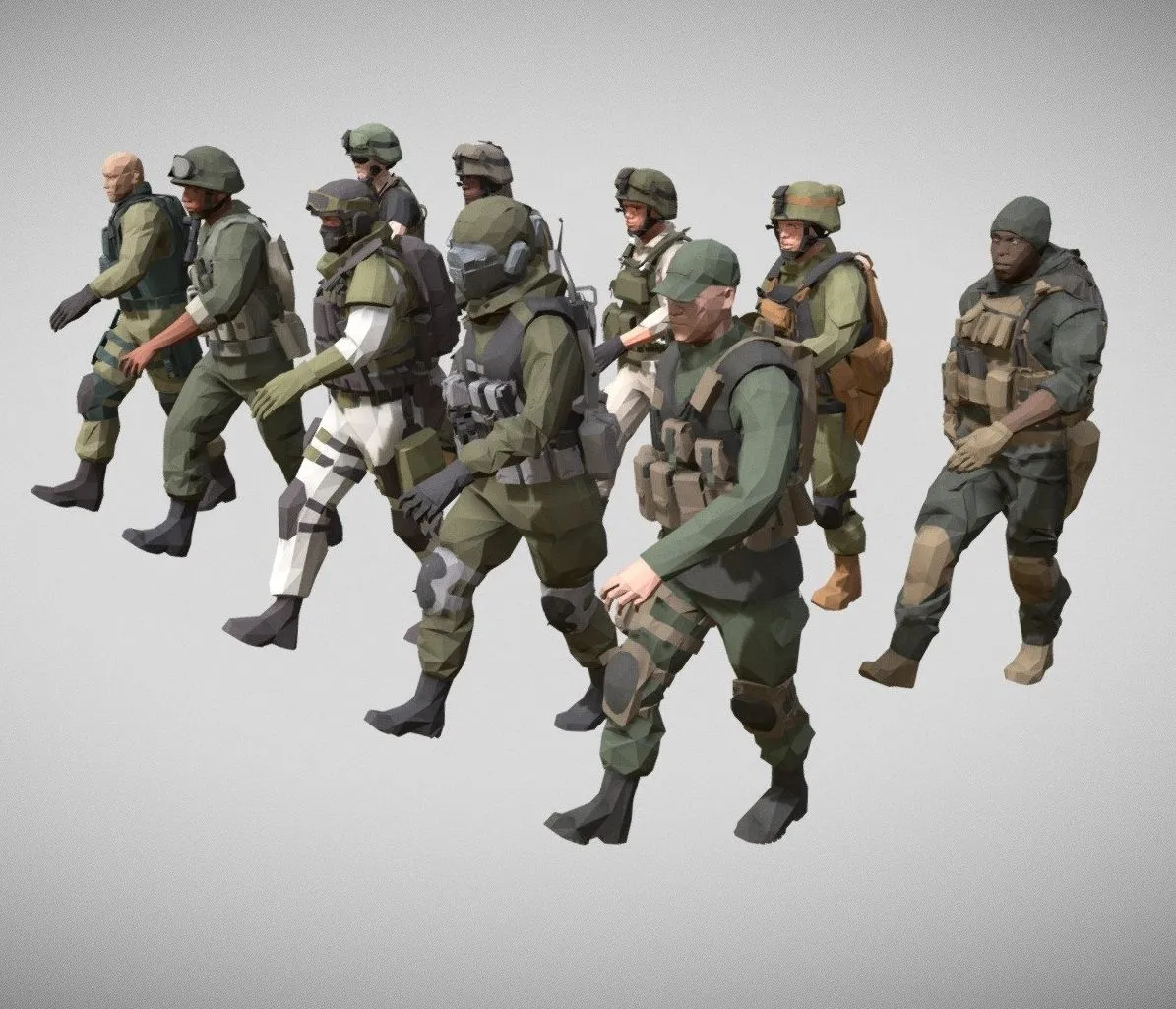 PBR Game 3D Models – Low Poly Army Man Character Pack Animated