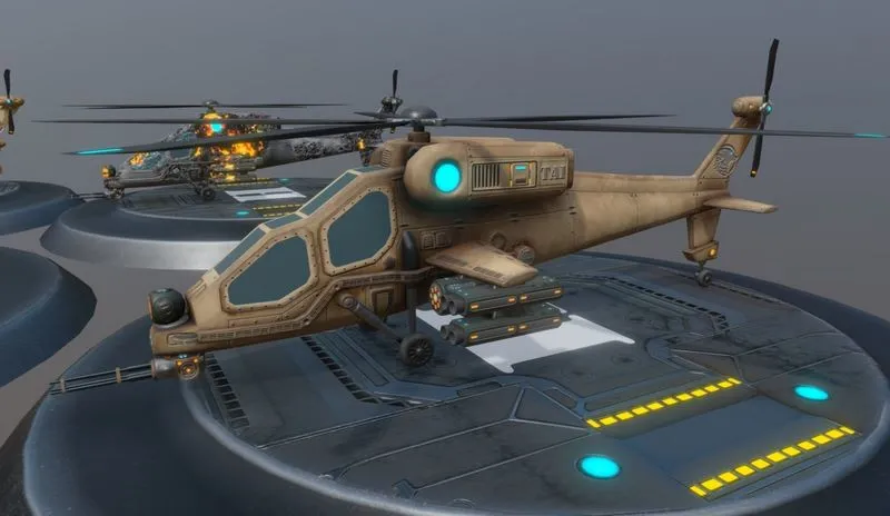 PBR Game 3D Models – Low poly attack helicopter set