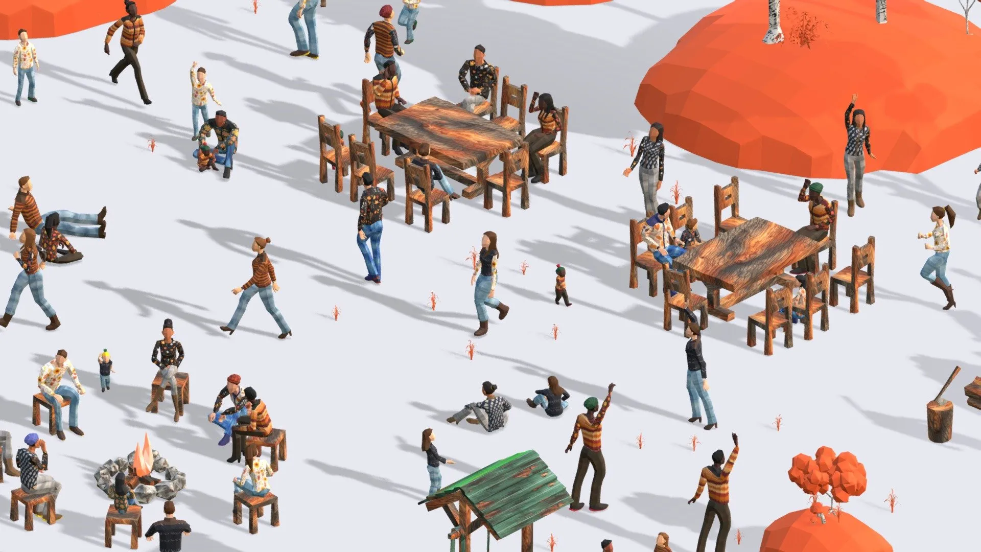 PBR Game 3D Models – Low Poly Autumn People Pack Posed