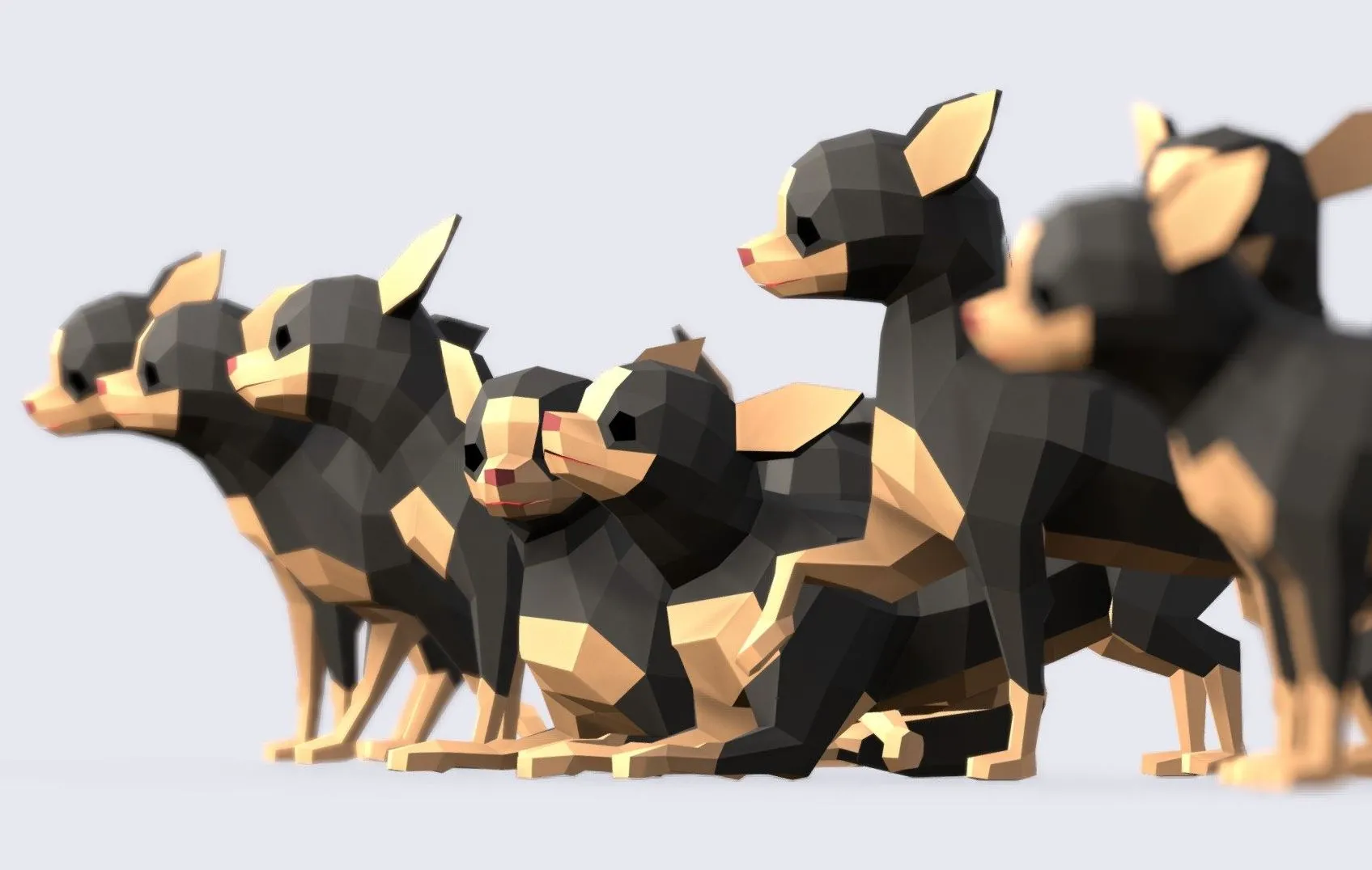 PBR Game 3D Models – Low Poly Chihuahua Dog
