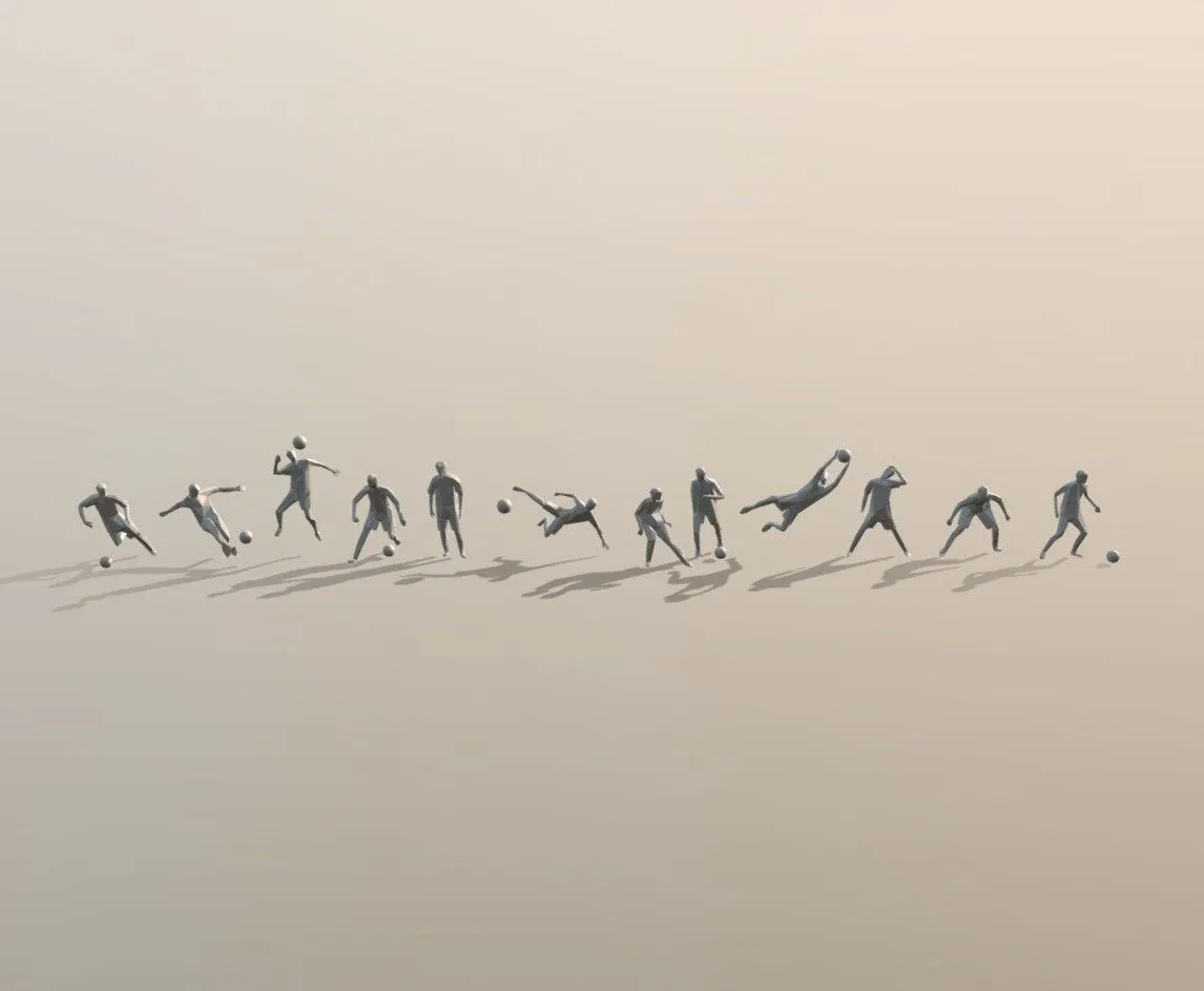 PBR Game 3D Models – Low Poly Soccer Player Pack