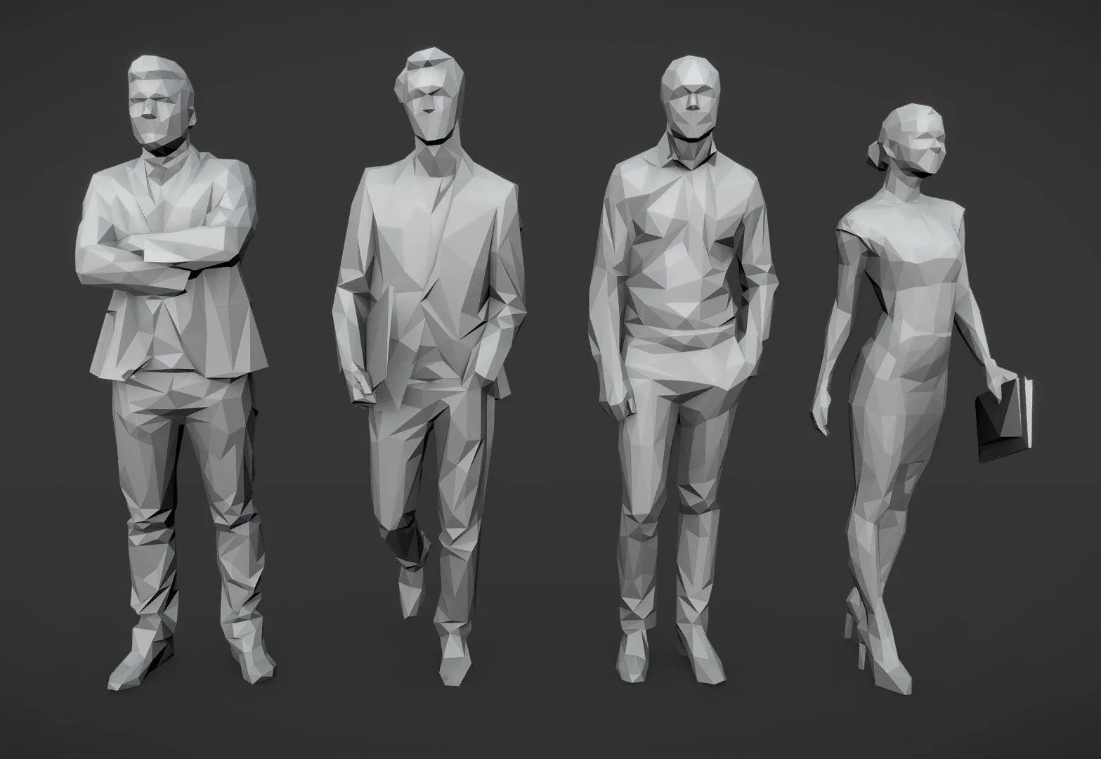 PBR Game 3D Models – Lowpoly People Business Pack