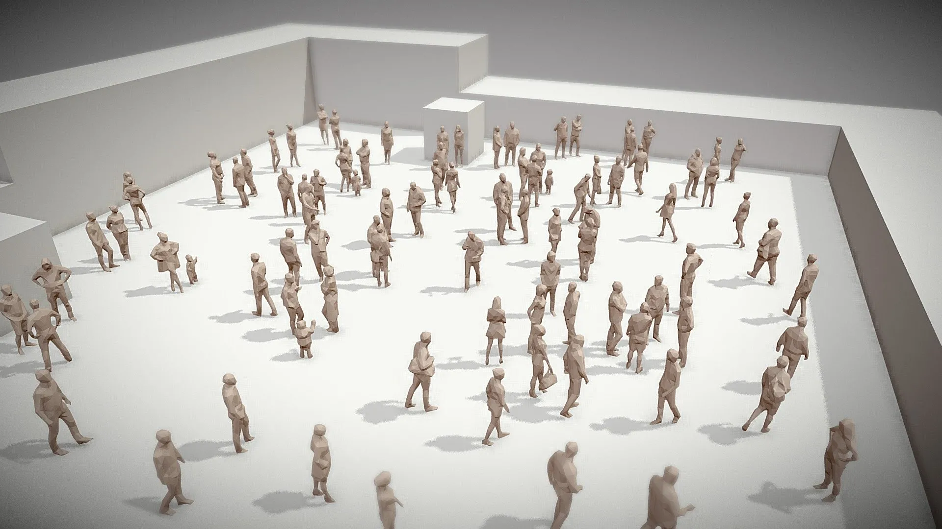 PBR Game 3D Models – Lowpoly People Crowd