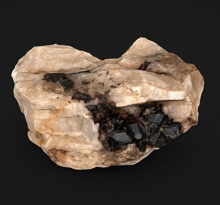PBR Game 3D Models – Lustrous Cassiterite Crystals On Quartz Matrix