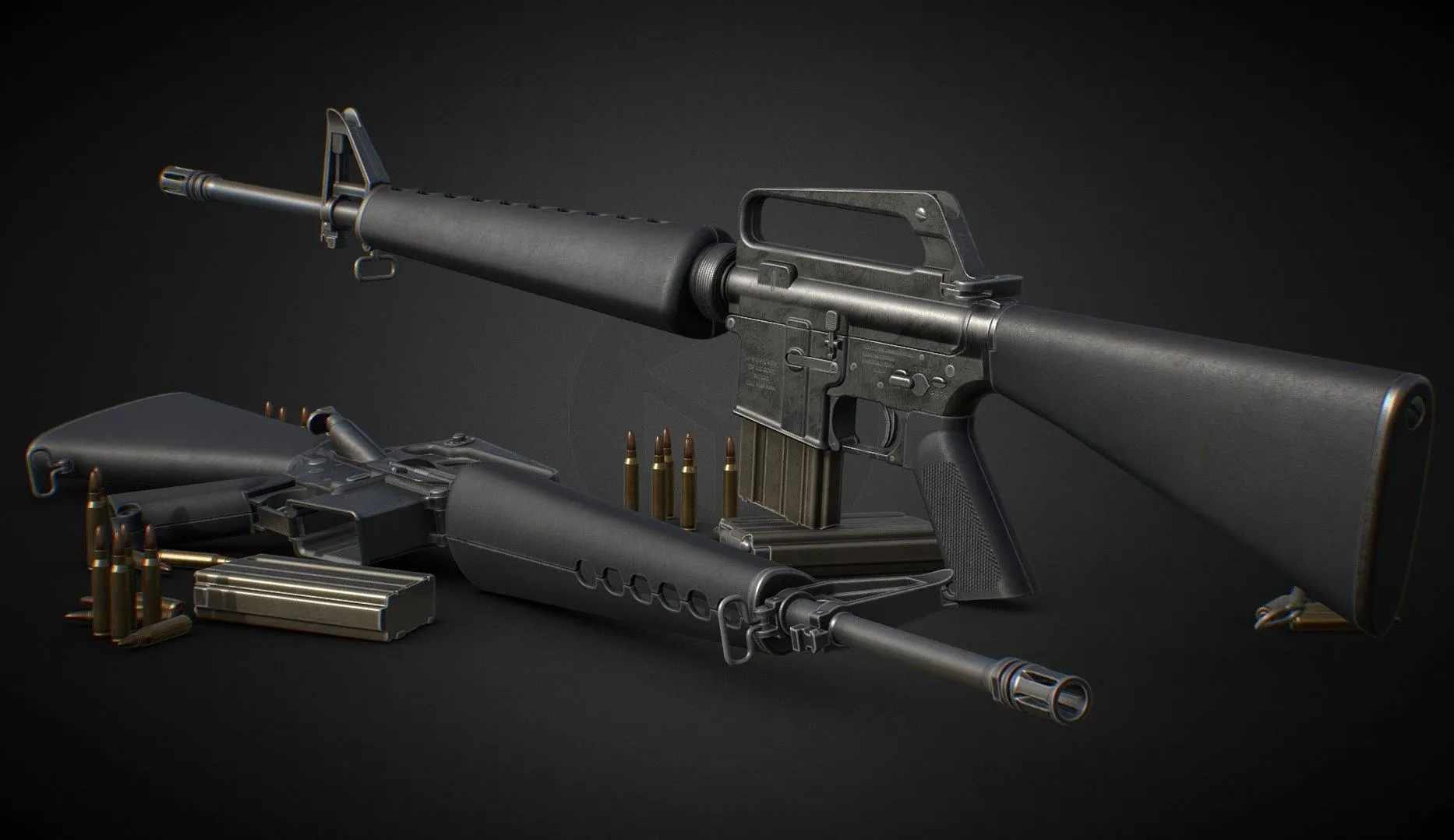 PBR Game 3D Models – M16a1