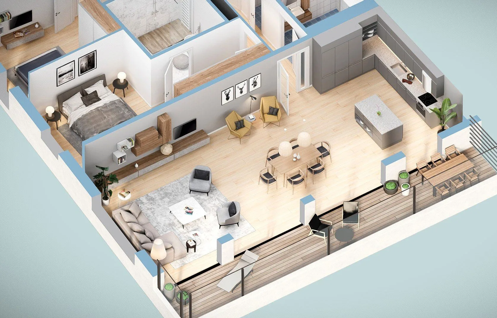 PBR Game 3D Models – M17 Apartment Vr 3D Plan Isometric View