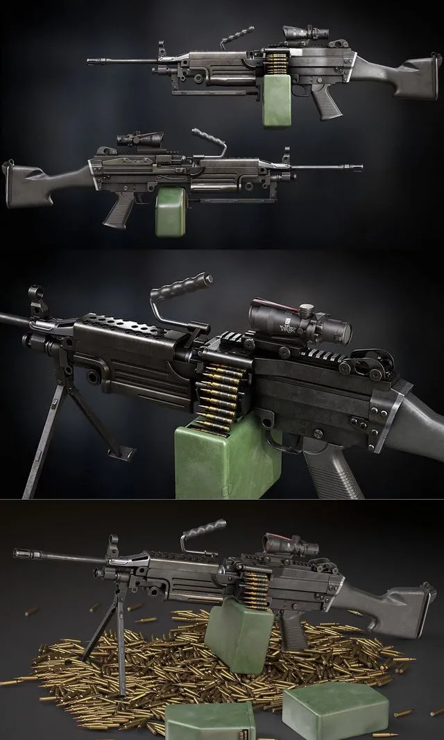 PBR Game 3D Models – M249 para