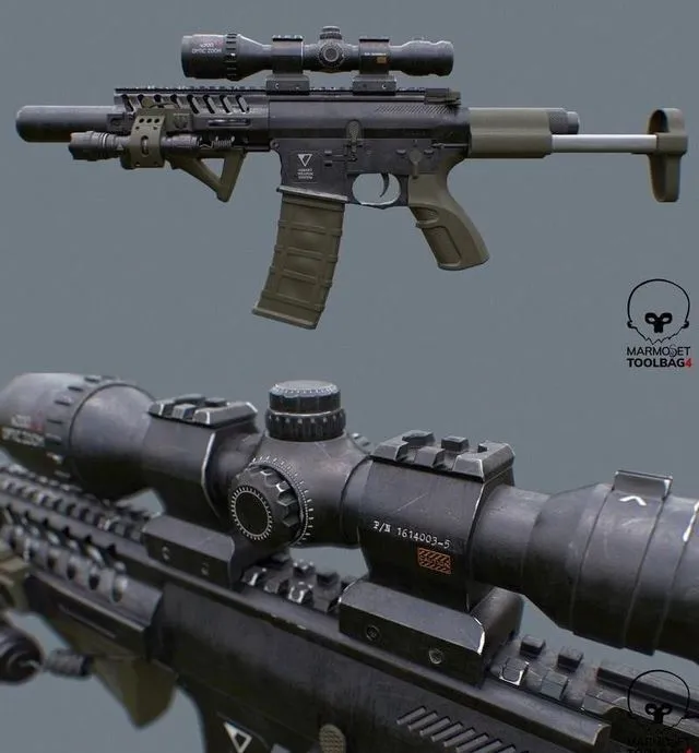 PBR Game 3D Models – M4 Rifle Concept