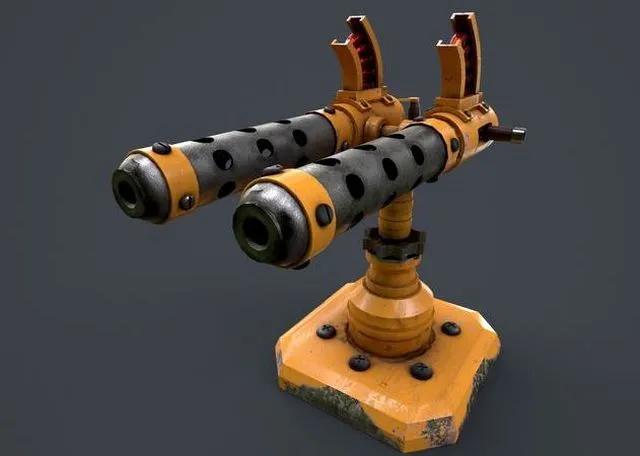 PBR Game 3D Models – Machine gun turret