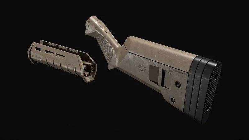 PBR Game 3D Models – Magpul Stock and Forend for Remington 870