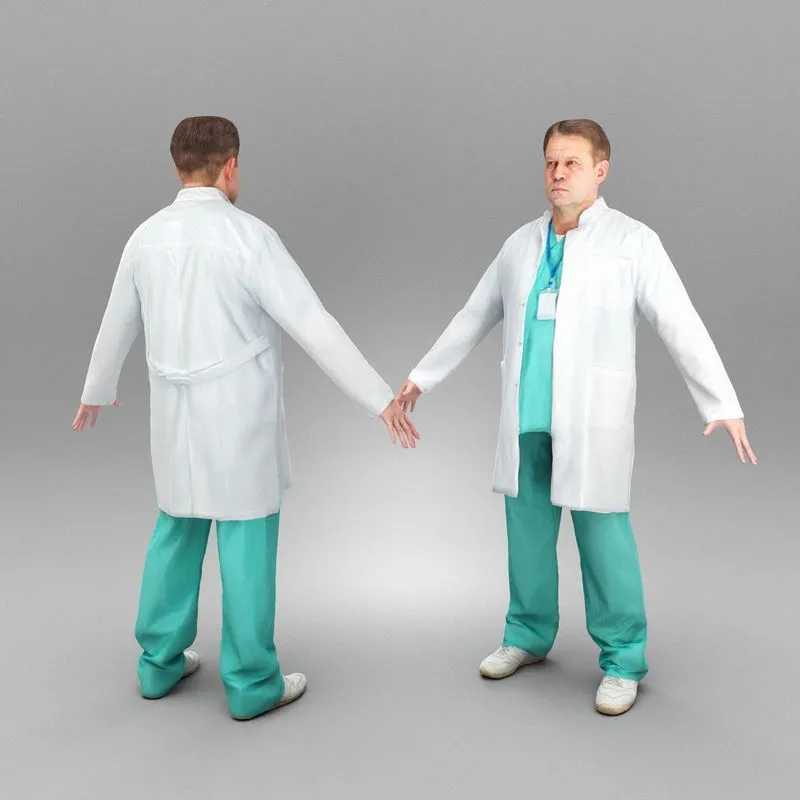 PBR Game 3D Models – Male doctor in uniform ready for animation 370