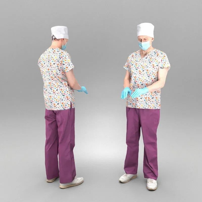 PBR Game 3D Models – Male doctor performing surgical procedure 399
