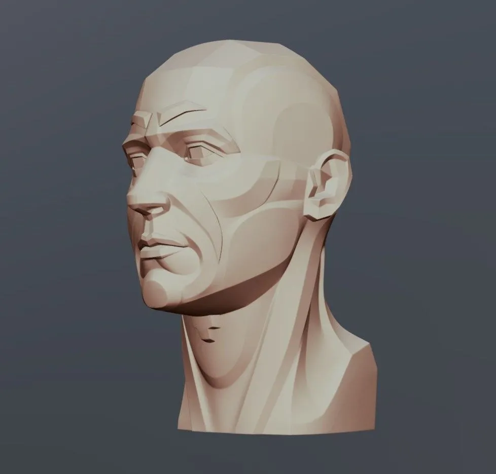 PBR Game 3D Models – Male Head Planar