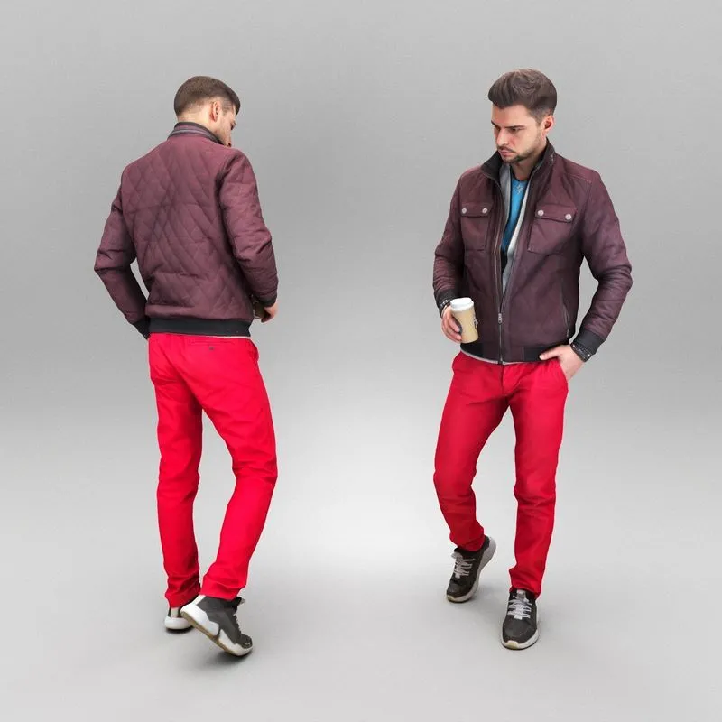 PBR Game 3D Models – Man in jacket walking 396