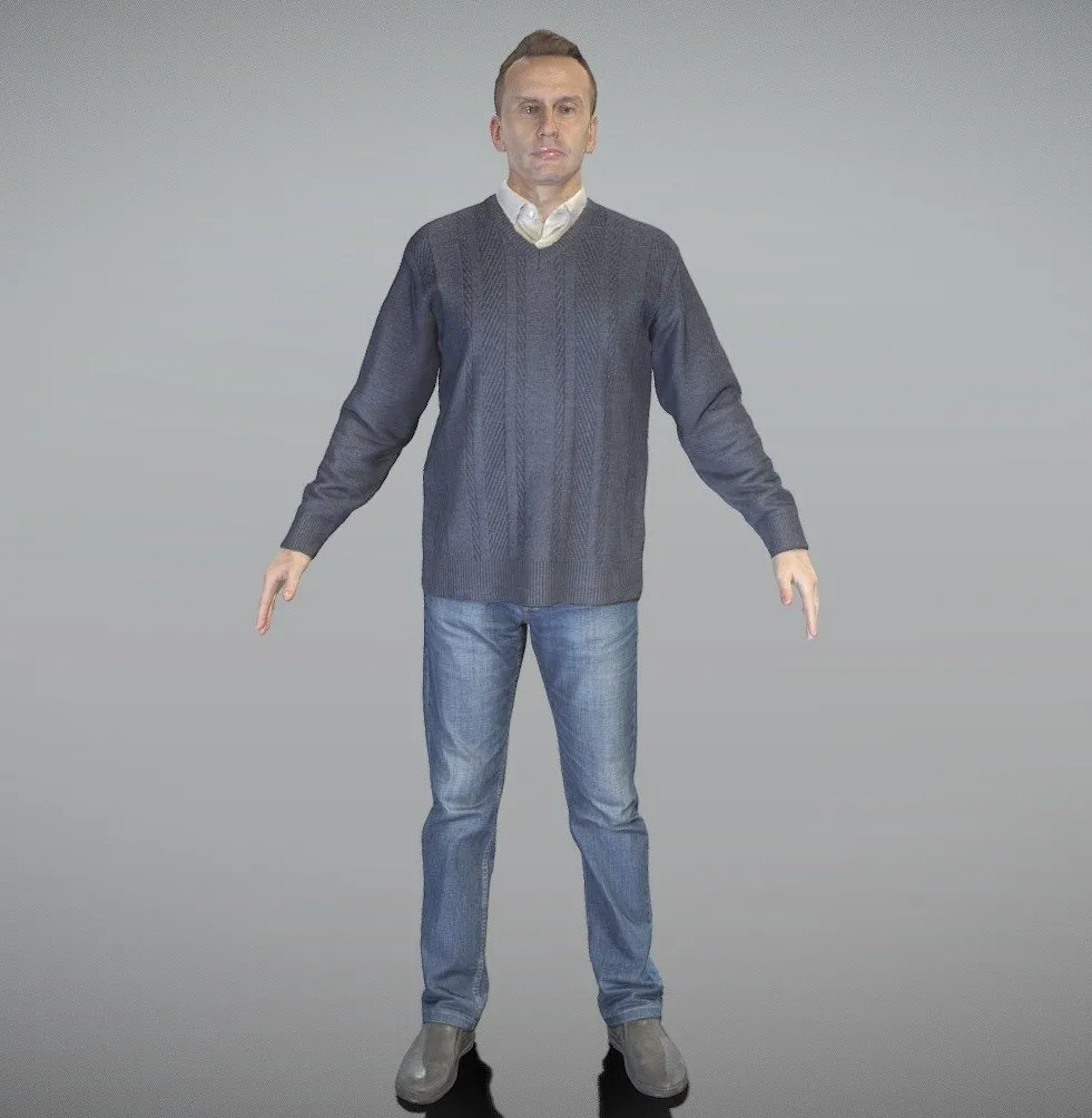 PBR Game 3D Models – Man In Sweater Ready For Animation 347