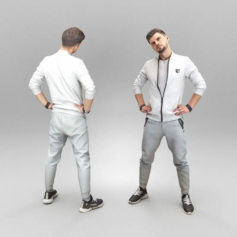 PBR Game 3D Models – Man in tracksuit doing exercise 371