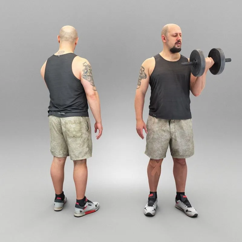 PBR Game 3D Models – Man with dumbbell 368