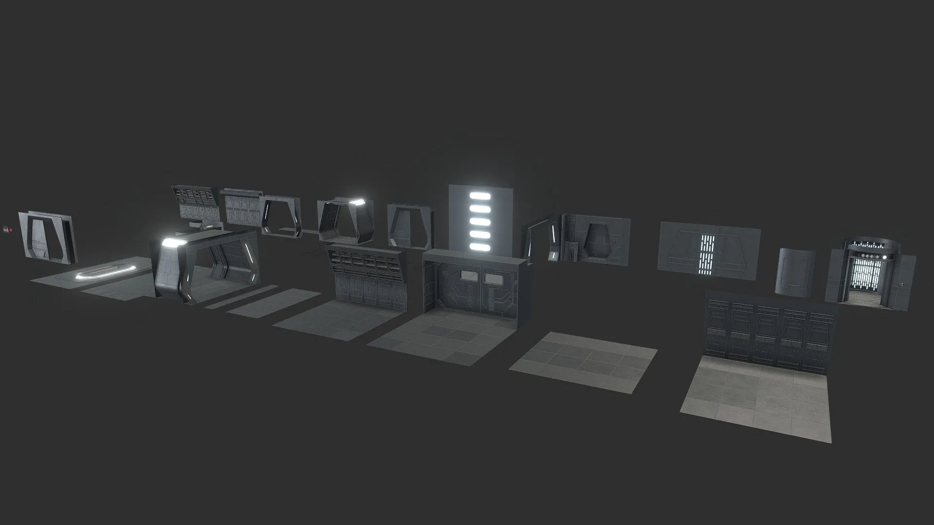 PBR Game 3D Models – Mandalorian Light Cruiser Style Corridor Parts