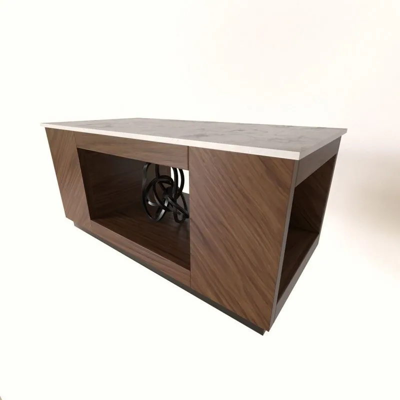 PBR Game 3D Models – Marble and Wood Coffee Table