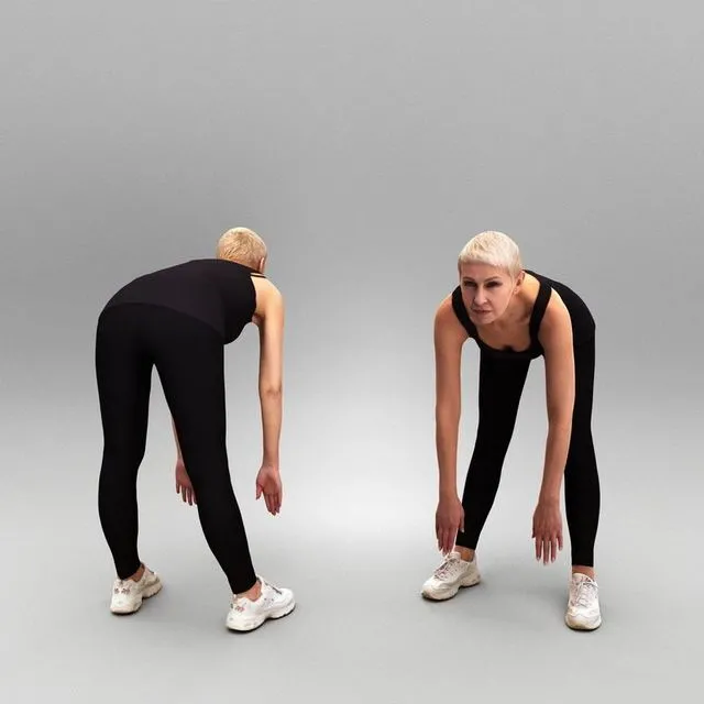 PBR Game 3D Models – Mature woman doing forward bends 393