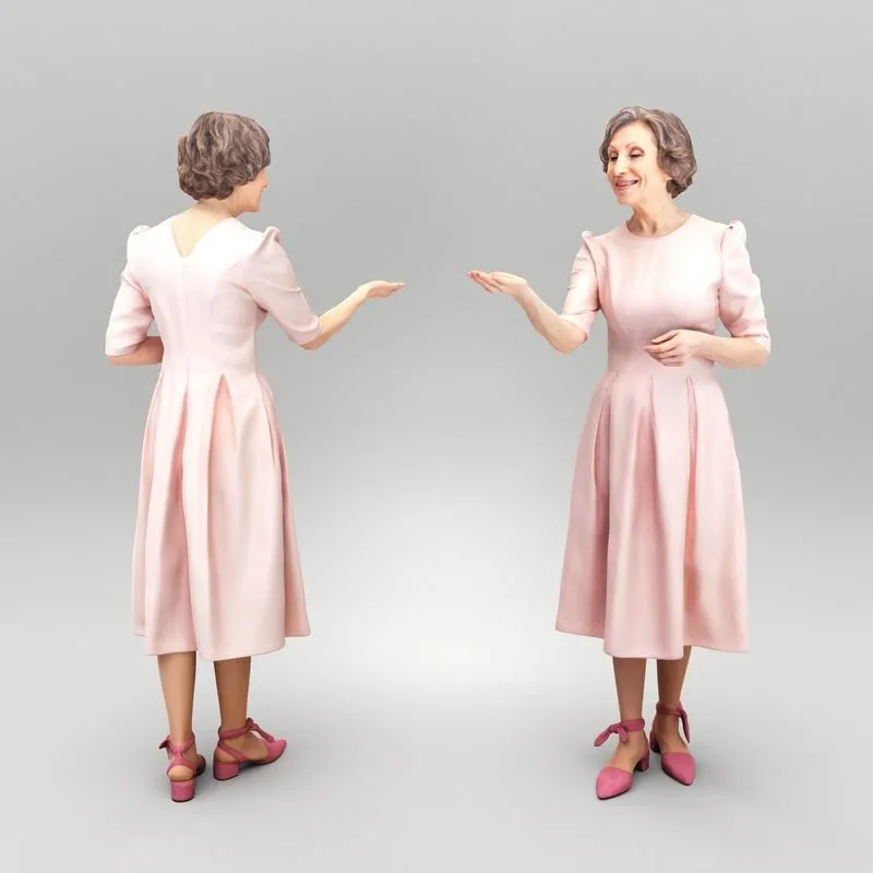 PBR Game 3D Models – Mature woman in elegant dress 398