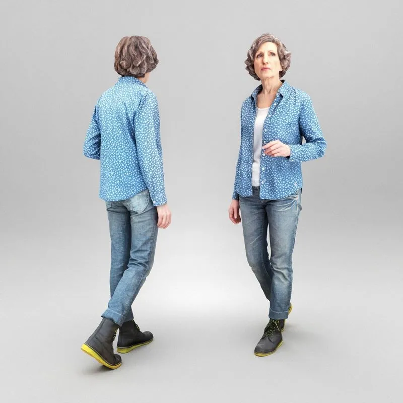 PBR Game 3D Models – Mature woman walking 329