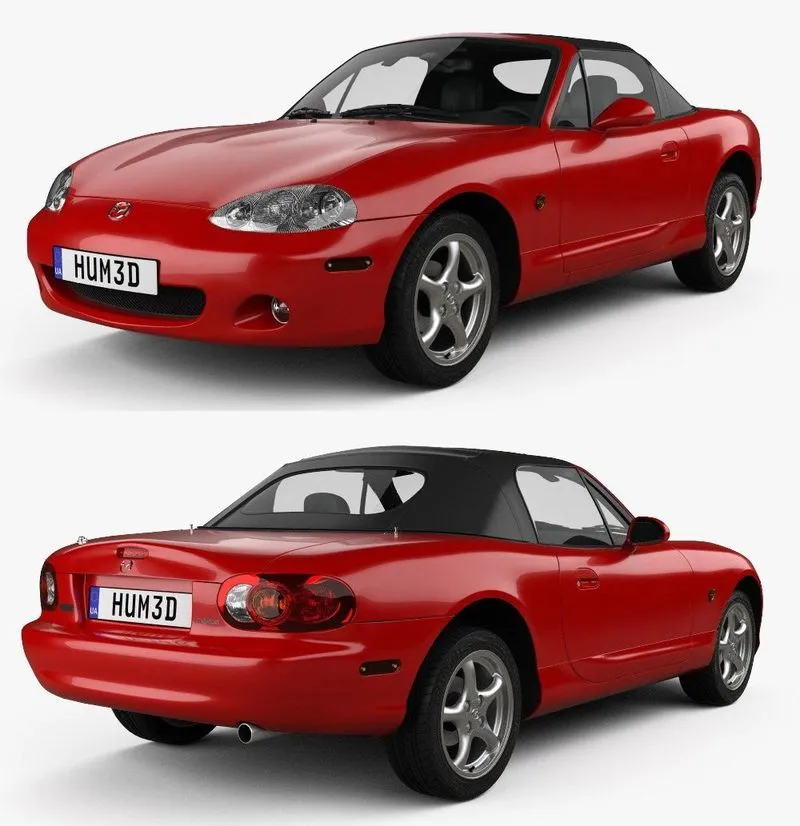 PBR Game 3D Models – Mazda MX-5 convertible with HQ interior 1998