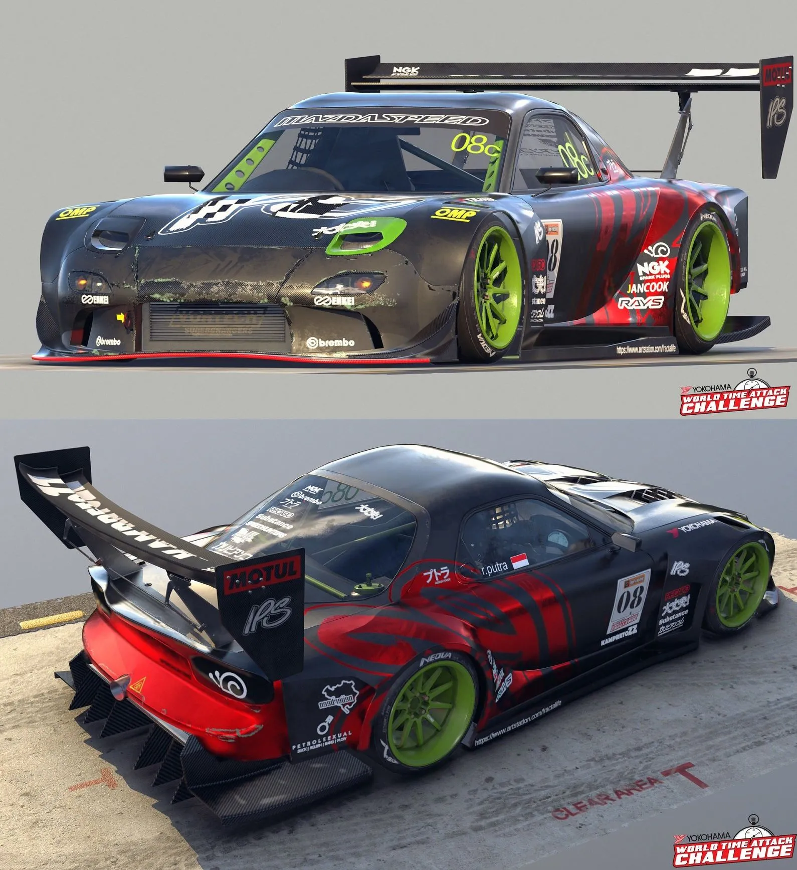 PBR Game 3D Models – Mazda RX-7 FD3S Time Attack