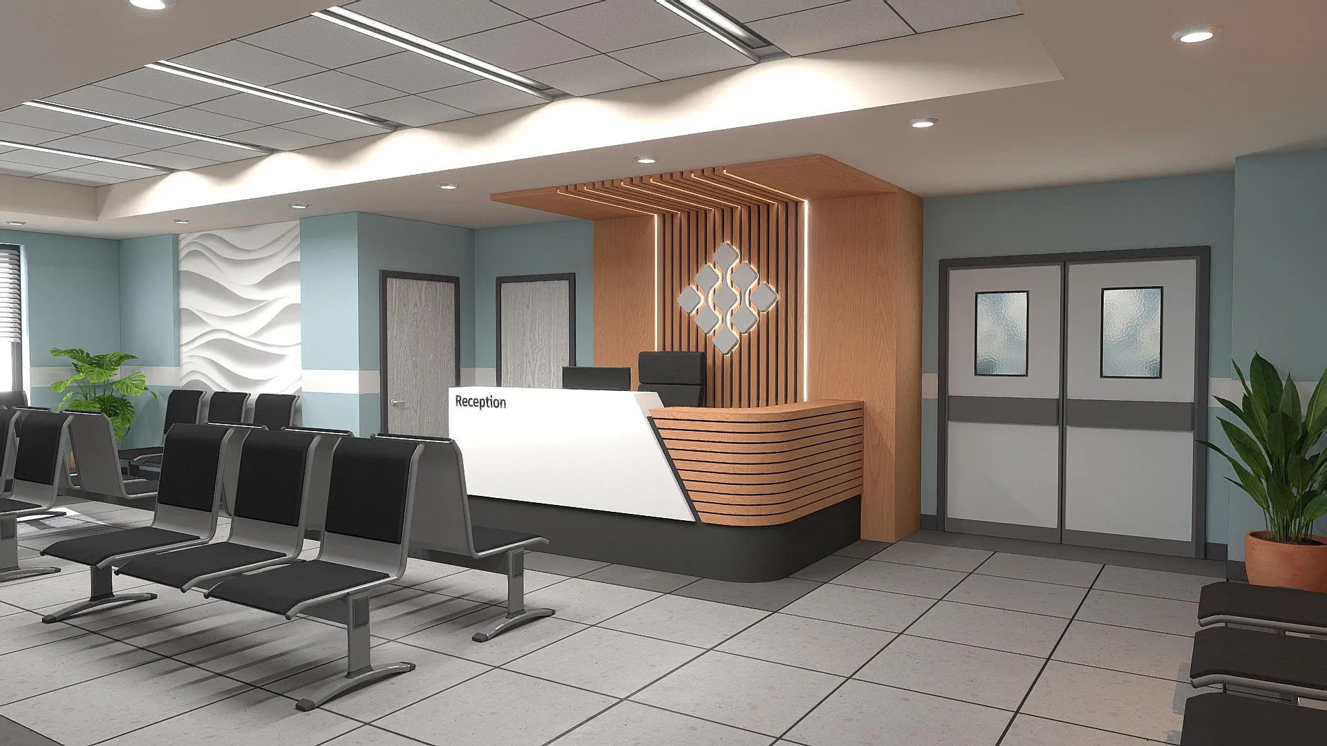 PBR Game 3D Models – Medical Center Reception Baking