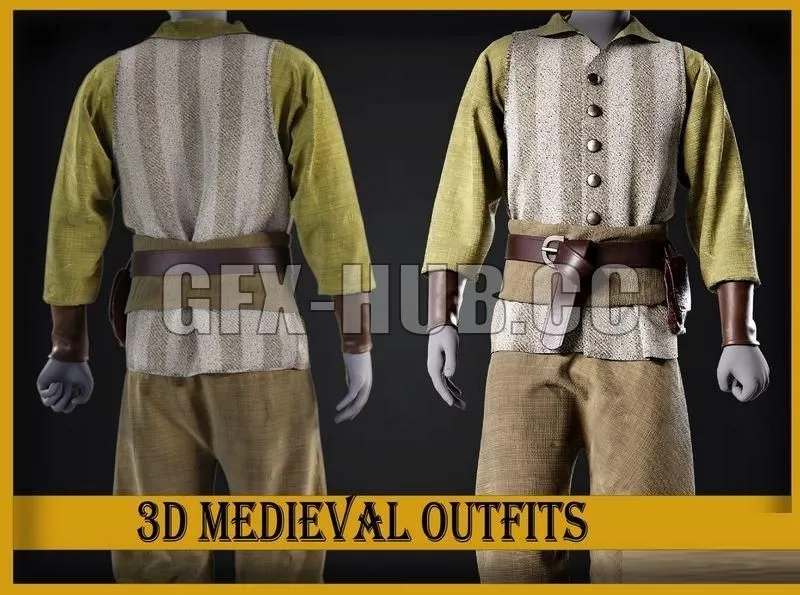 PBR Game 3D Models – Medieval peasant man outfit