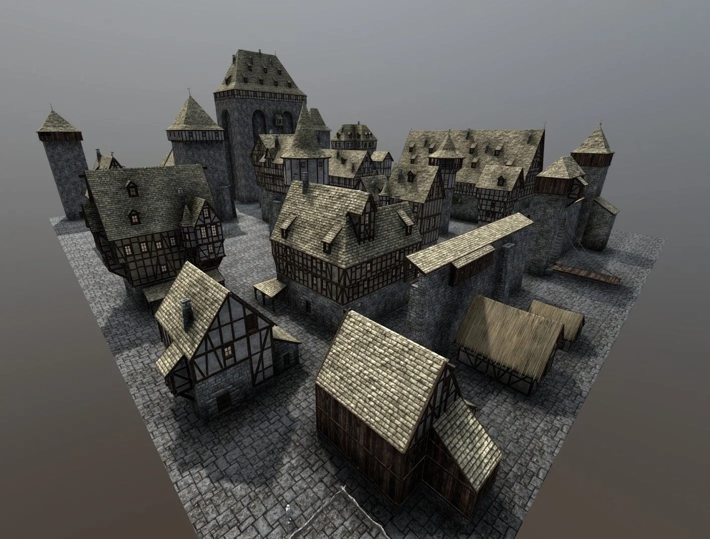 PBR Game 3D Models – Medieval Town Kitbash