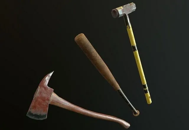 PBR Game 3D Models – Melee Weapon Pack bat axe hammer